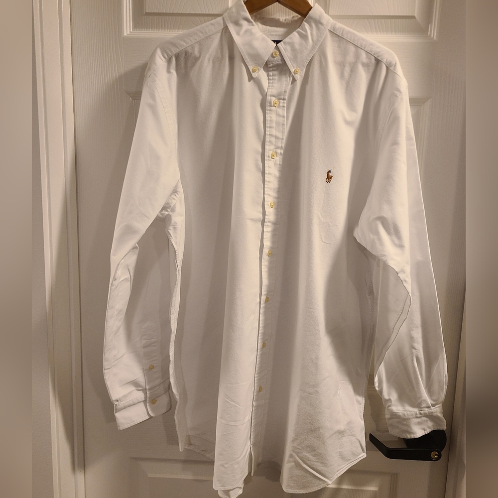 Mens Polo Ralph Lauren Eco-Friendly Oxford L/S Button-Down Shirt Size XLT White